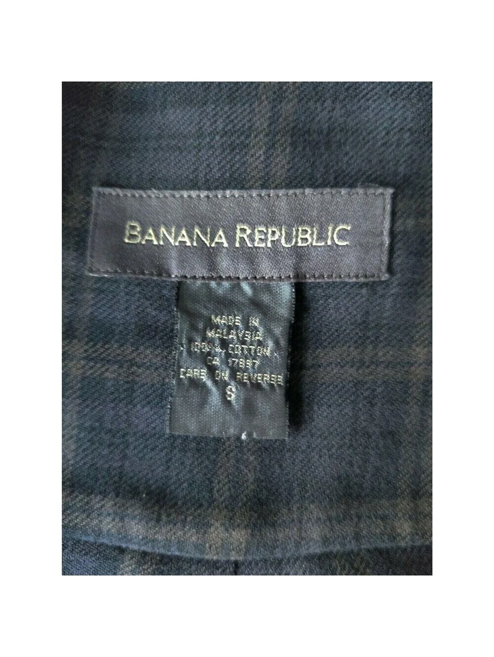Banana Republic Men's Blue Plaid Button-Up Shirt Size Small